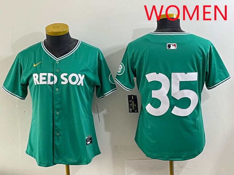 Women 2025 Boston Red Sox 35 No Name Dark Green Joint Name Nike MLB Jersey style 1